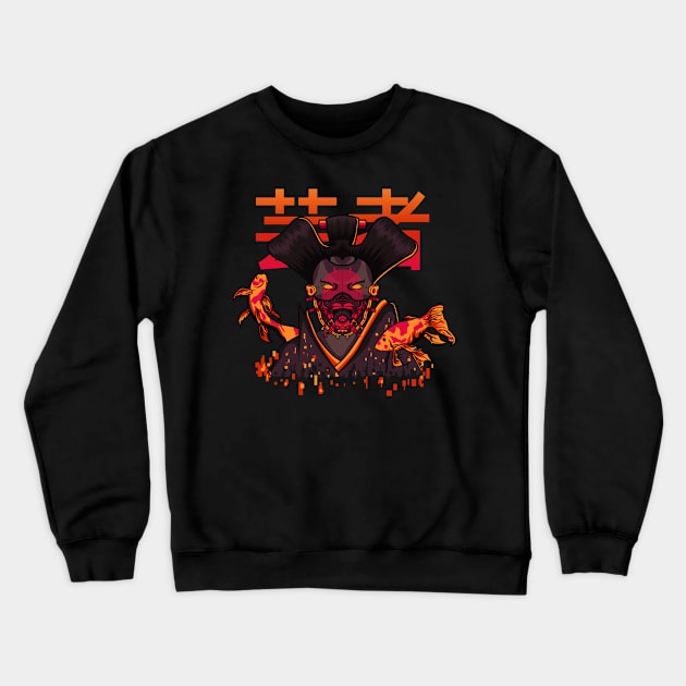 Geisha and Koi Japanese Crewneck Sweatshirt by yoy vector